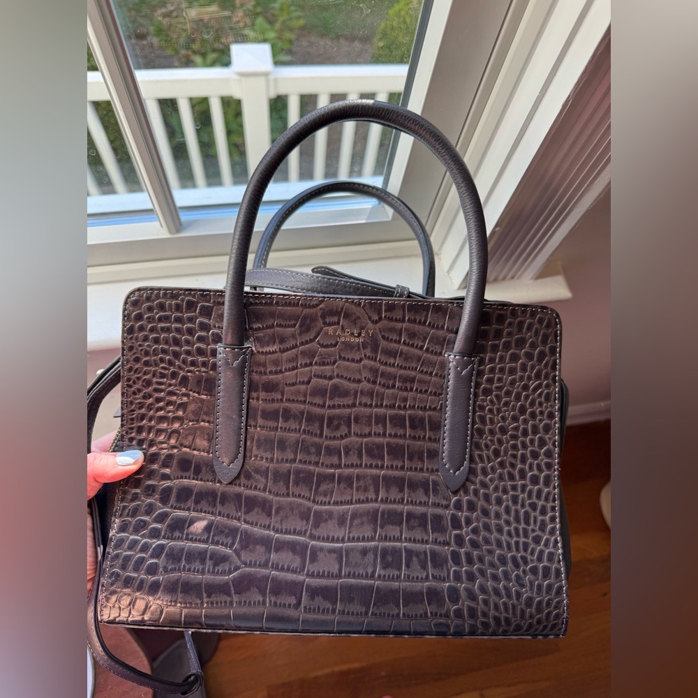 Radley London Croc Embossed Charcoal Handbag - Multiway - Picture 6 of 6